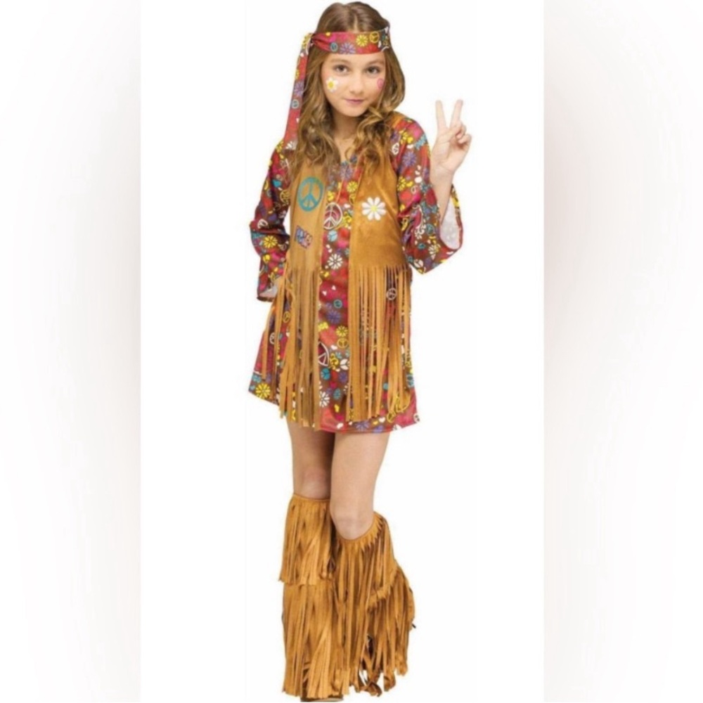 THE GROOVY 60'S PEACE AND LOVE ❤️ HIPPIE 2PC COSTUME SIZE SMALL (4-6) 🌟EUC🌟